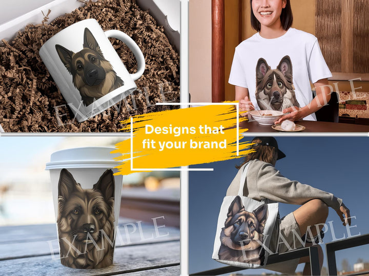 Shiloh Shepherd Dog Portrait: Design Examples. Bring your product ideas to life