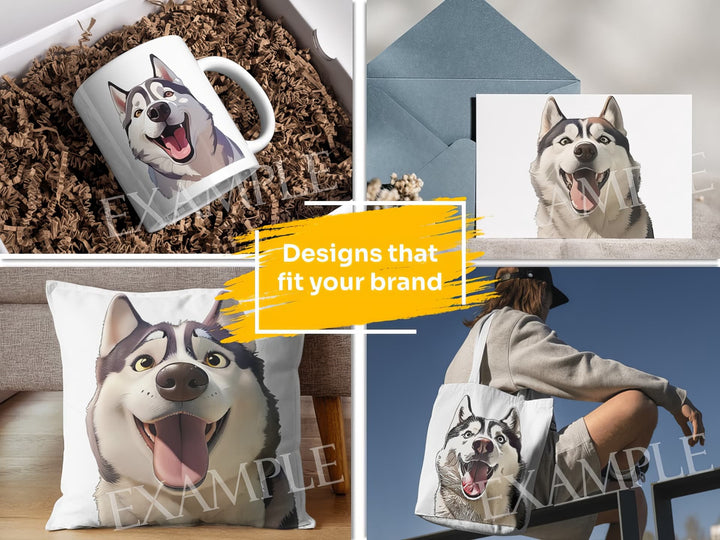Siberian Husky Dog Portrait: Design Examples. Bring your product ideas to life