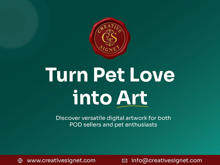 Final Product Image by Creative Signet – ‘Turn Pet Love into Art’ Slogan with Logo and Contact Info Showcase