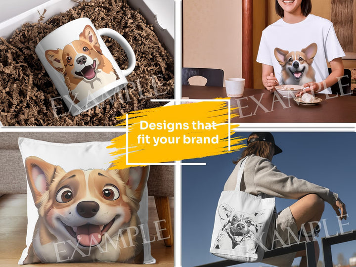 Welsh Corgi Dog Portrait: Design Examples. Bring your product ideas to life