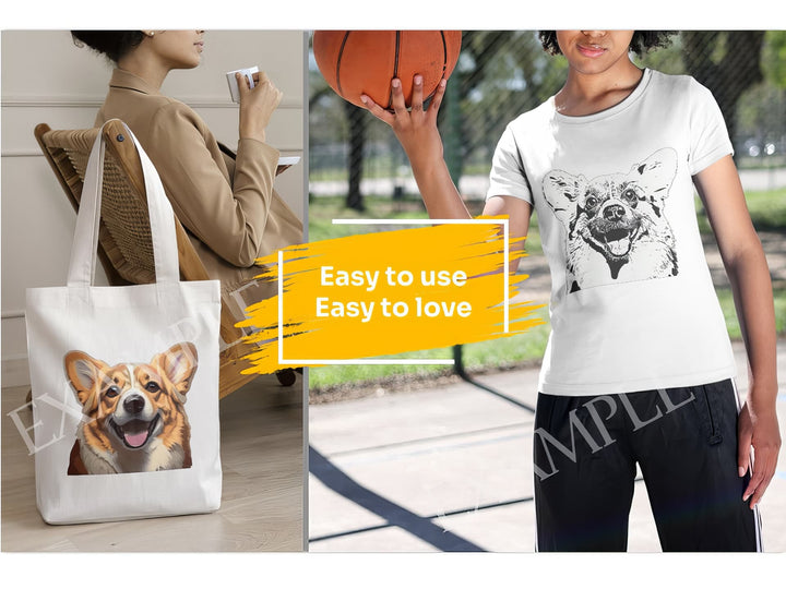 Welsh Corgi Dog Portrait: Mockup Examples. Bring your gift ideas to life
