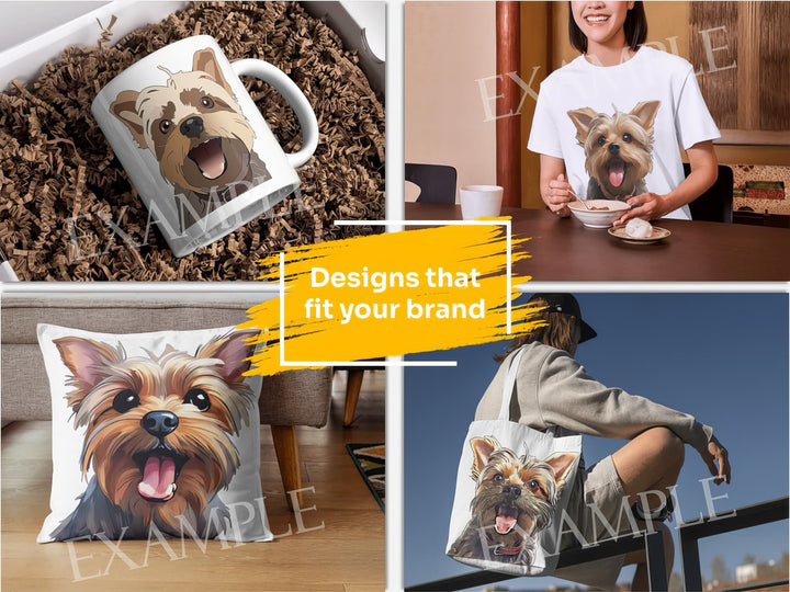 Yorkshire Terrier Dog Portrait: Design Examples. Bring your product ideas to life