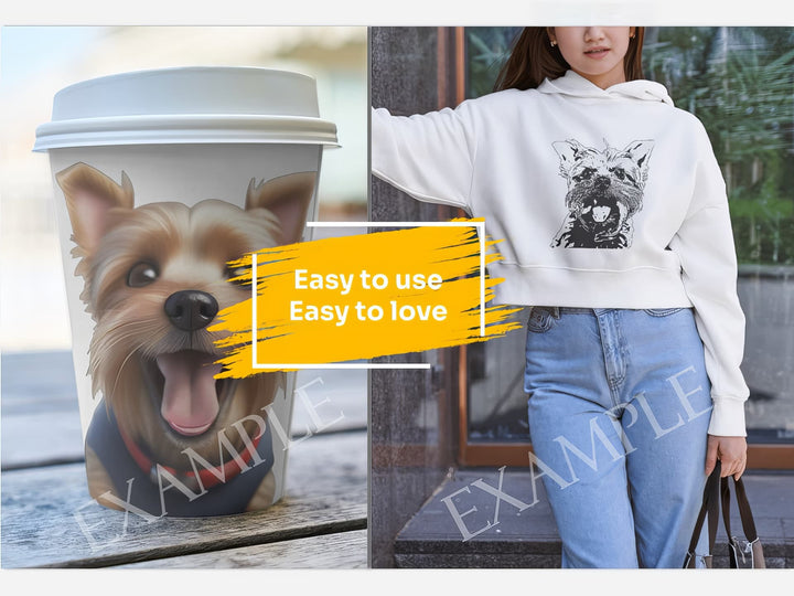 Yorkshire Terrier Dog Portrait: Mockup Examples. Bring your gift ideas to life
