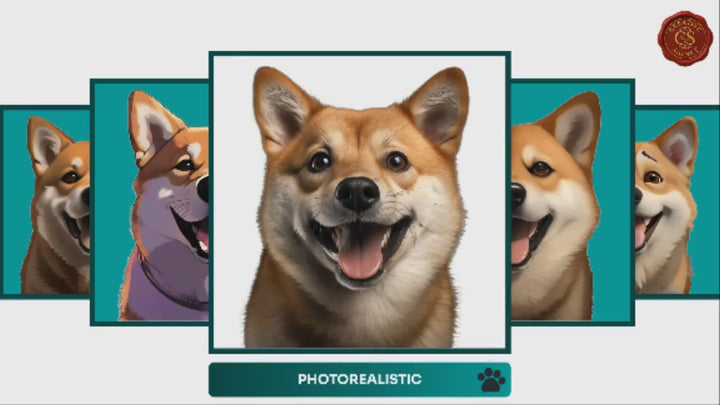 Slideshow Video Showcasing 17 Unique Shiba Inu Portrait Styles – Watercolor, Cartoon, Oil Painting, Line Art & More