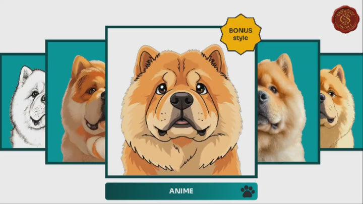 Slideshow Video Showcasing 17 Unique Chow Chow Portrait Styles – Watercolor, Cartoon, Oil Painting, Line Art & More