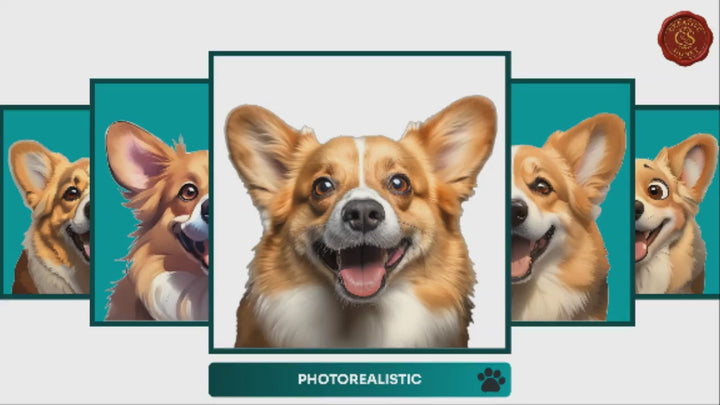 Slideshow Video Showcasing 17 Unique Welsh Corgi Portrait Styles – Watercolor, Cartoon, Oil Painting, Line Art & More