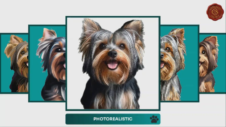 Slideshow Video Showcasing 17 Unique Australian Silky Terrier Portrait Styles – Watercolor, Cartoon, Oil Painting, Line Art & More