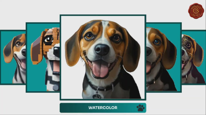 Slideshow Video Showcasing 17 Unique Beagle Portrait Styles – Watercolor, Cartoon, Oil Painting, Line Art & More