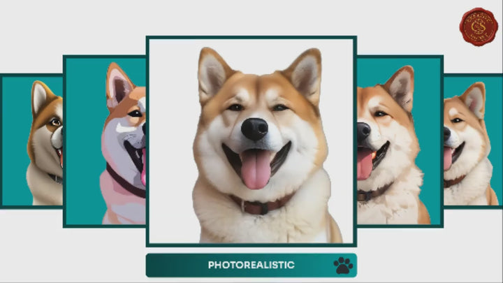 Slideshow Video Showcasing 17 Unique Japan Akita Inu Portrait Styles – Watercolor, Cartoon, Oil Painting, Line Art & More