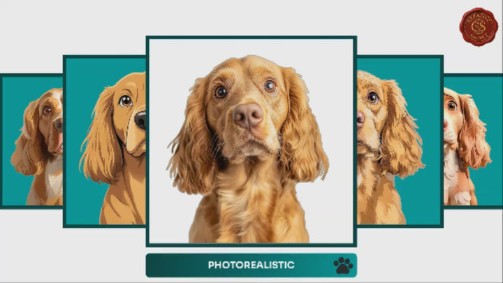 Slideshow Video Showcasing 17 Unique Cocker Spaniel Portrait Styles – Watercolor, Cartoon, Oil Painting, Line Art & More