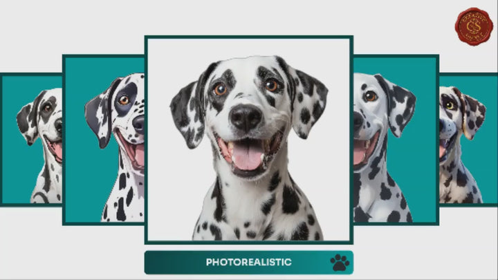 Slideshow Video Showcasing 17 Unique Dalmatian Portrait Styles – Watercolor, Cartoon, Oil Painting, Line Art & More