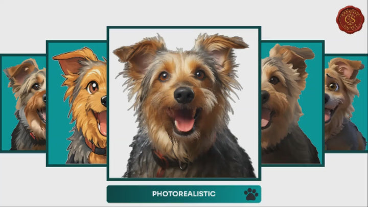 Slideshow Video Showcasing 17 Unique Australian Terrier Portrait Styles – Watercolor, Cartoon, Oil Painting, Line Art & More